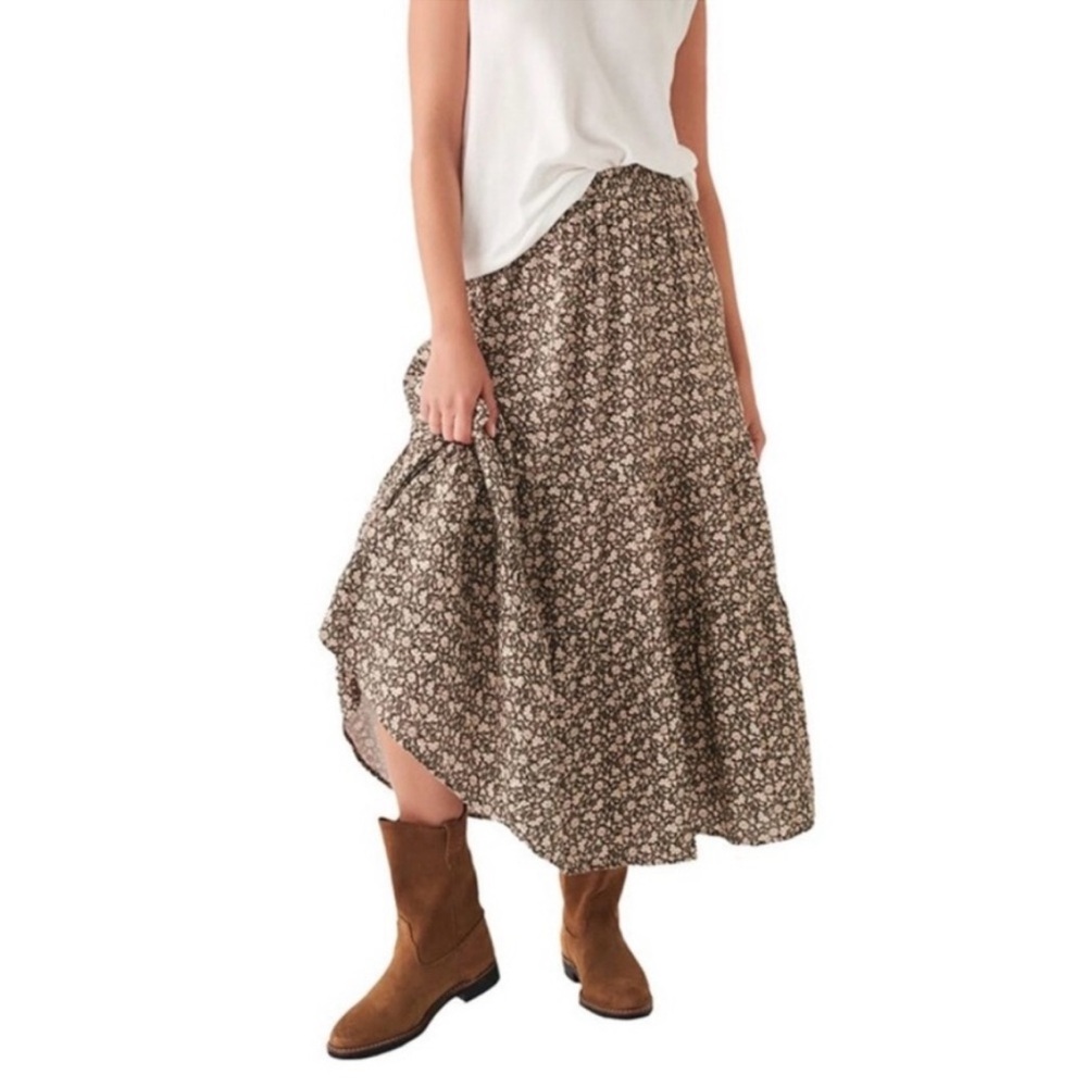 Faherty Valentina tiered organic cotton maxi skirt